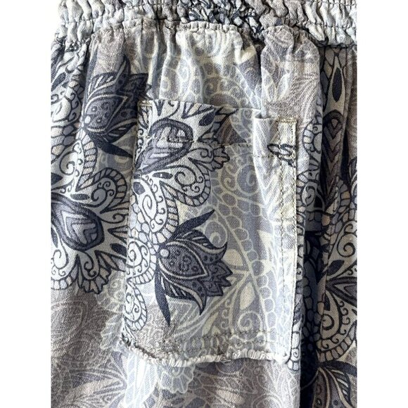 Rewash Wide Leg Smocked Waist Pants S Linen Blend Blues Boho Raw hem pockets - Picture 5 of 7